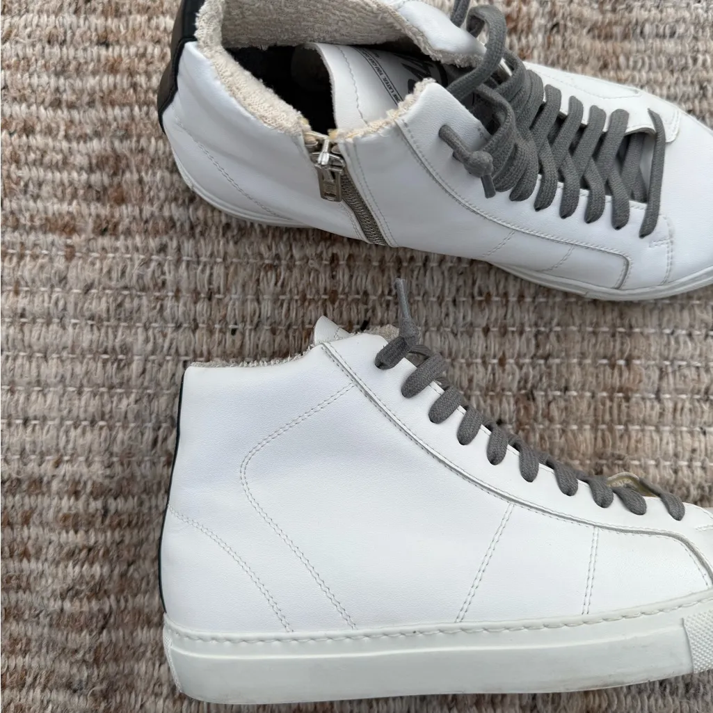 P448 Women’s Sz 38 / US 7.5 Star high-top sneaker in White Leather / Gray Laces - Image 2