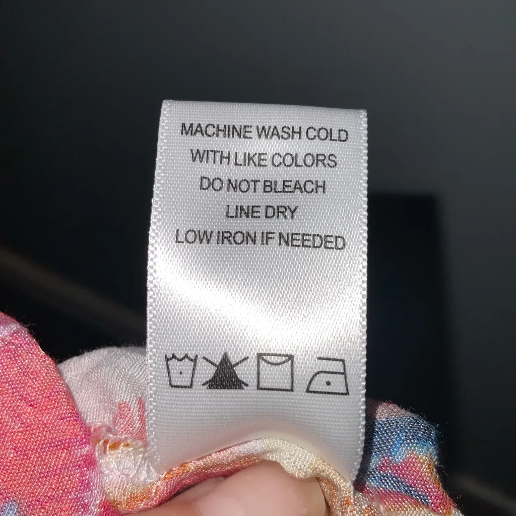 Counterparts Pink and Blue Floral Ruffle Short Sleeve Tie Front Blouse Large - Image 10