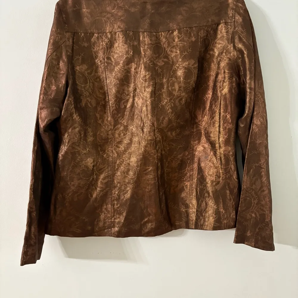 Chico’s Lightweight Linen Silk Blend Bronze Jacket. Size 1 - Image 13