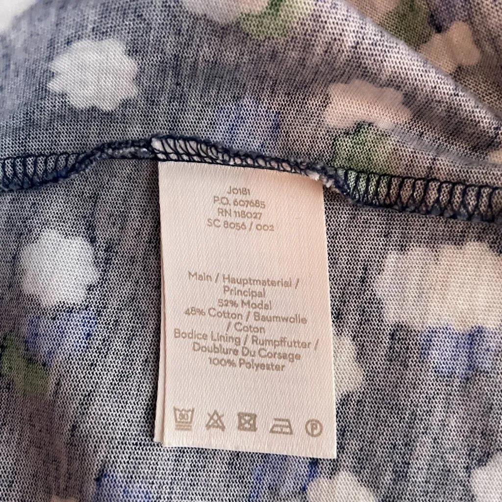 Boden Women 8P Petite Blue Floral Emory Jersey Dress Sheath Midi Lined Bodice - Image 9