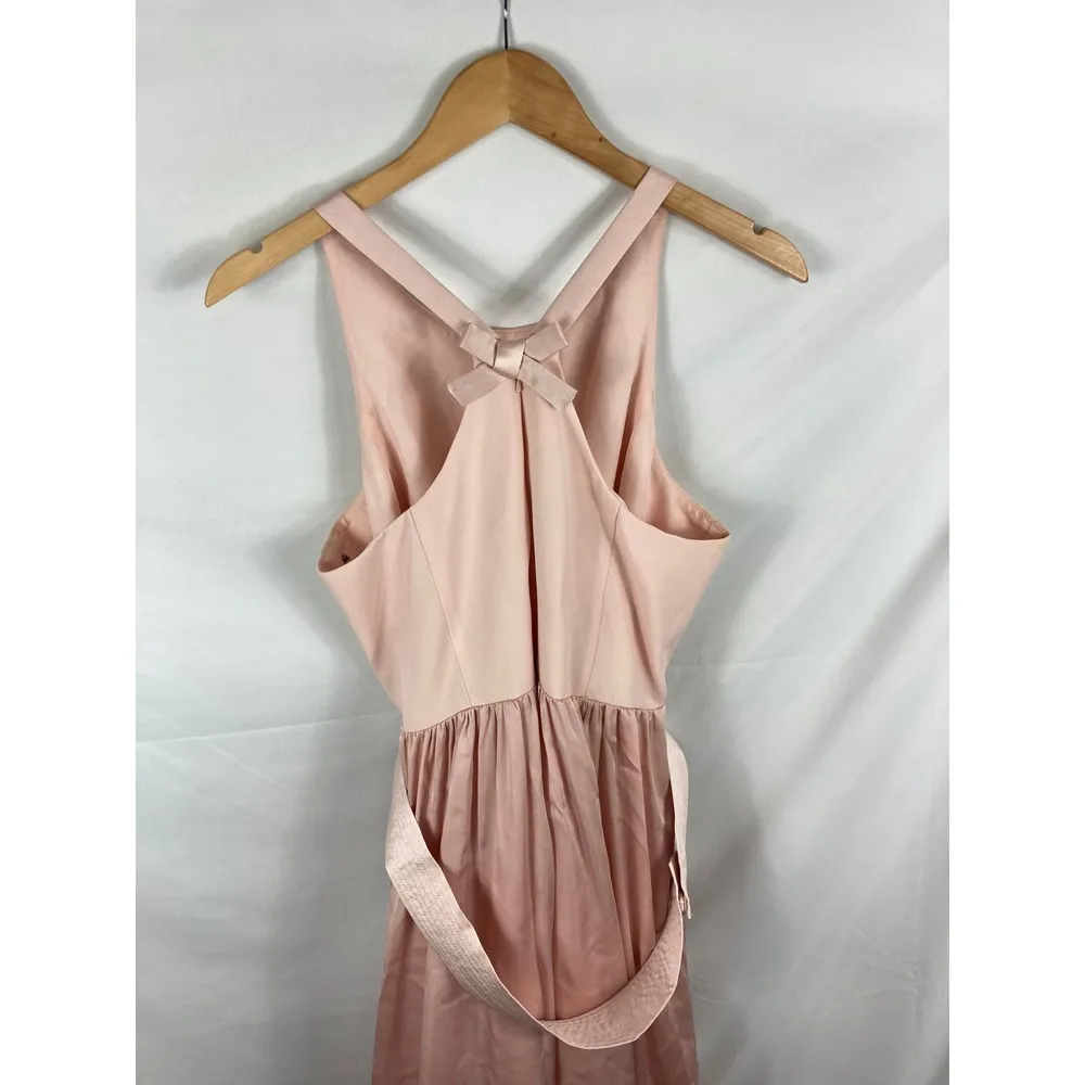 White by Vera Wang Pink Belted Bow Detail Maxi Gown Dress Size 14 - Image 8