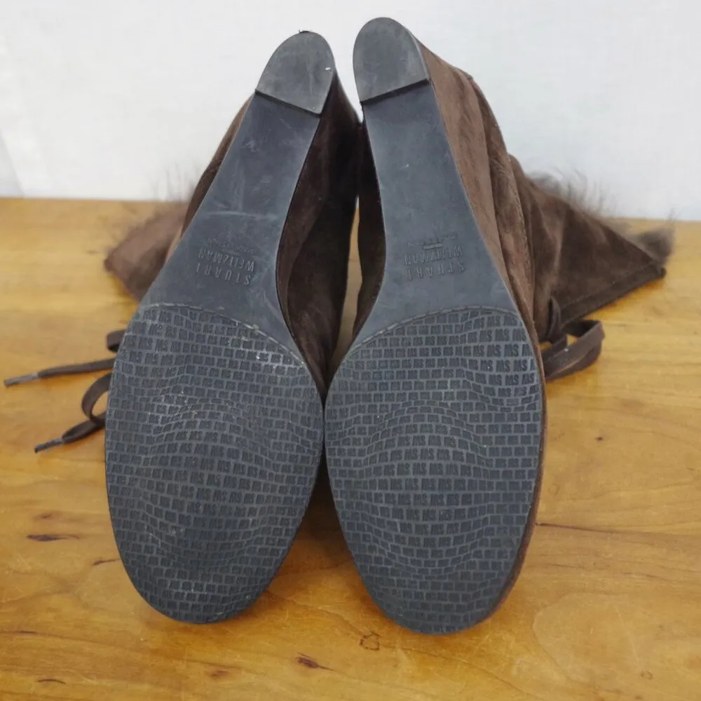 Brown Suede Fold Over Wedge Ankle Boots 9.5M - Image 5