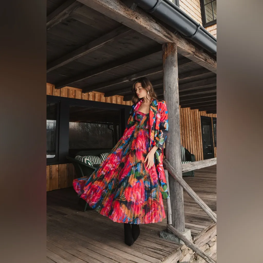 Hutch‎ Brianna Smocked Tulle Dress in Black Dark Floral NWT XL - Image 2