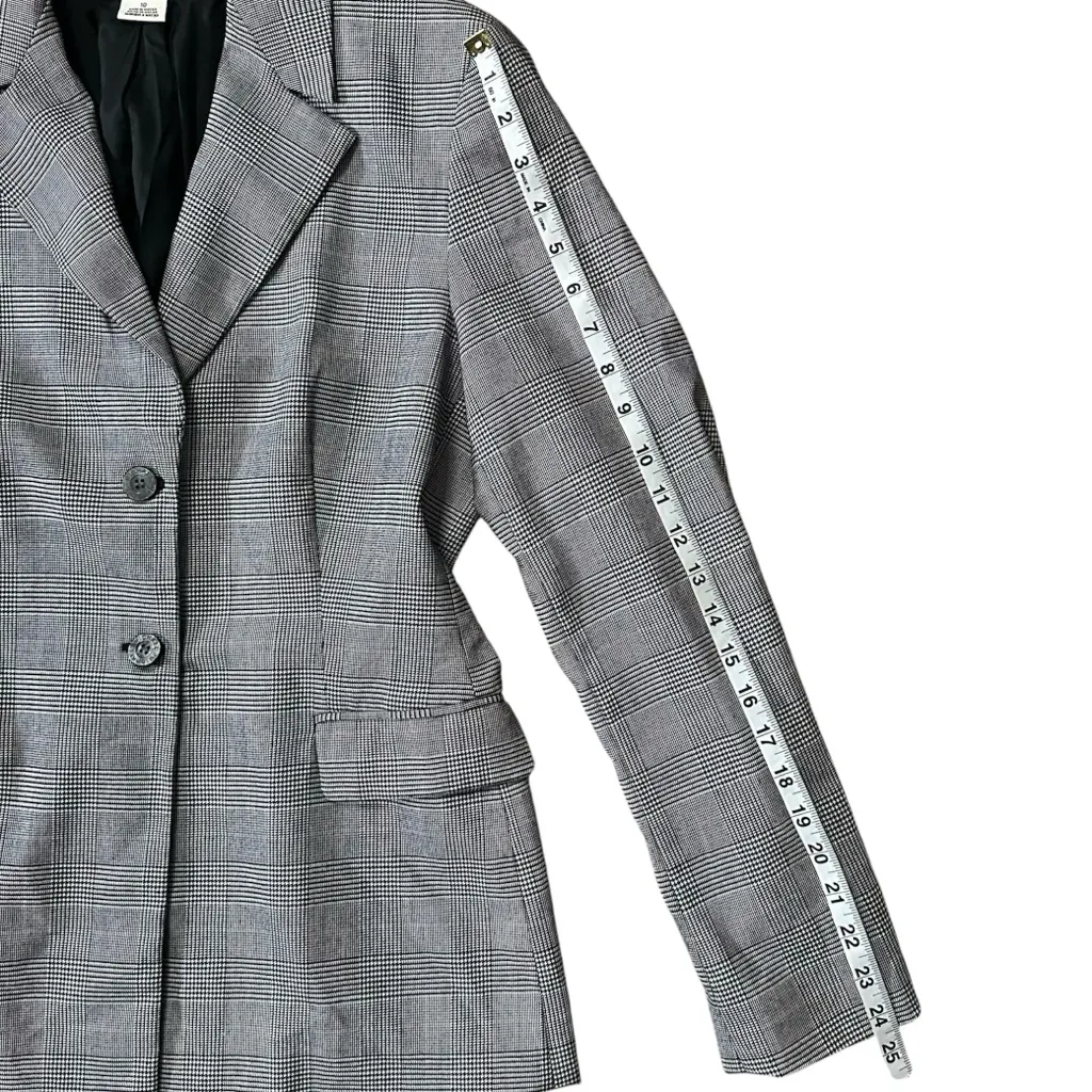 Michael Michael Kors 2 Button Lined Checker Pattern Career Blazer Black White 10 - Image 9