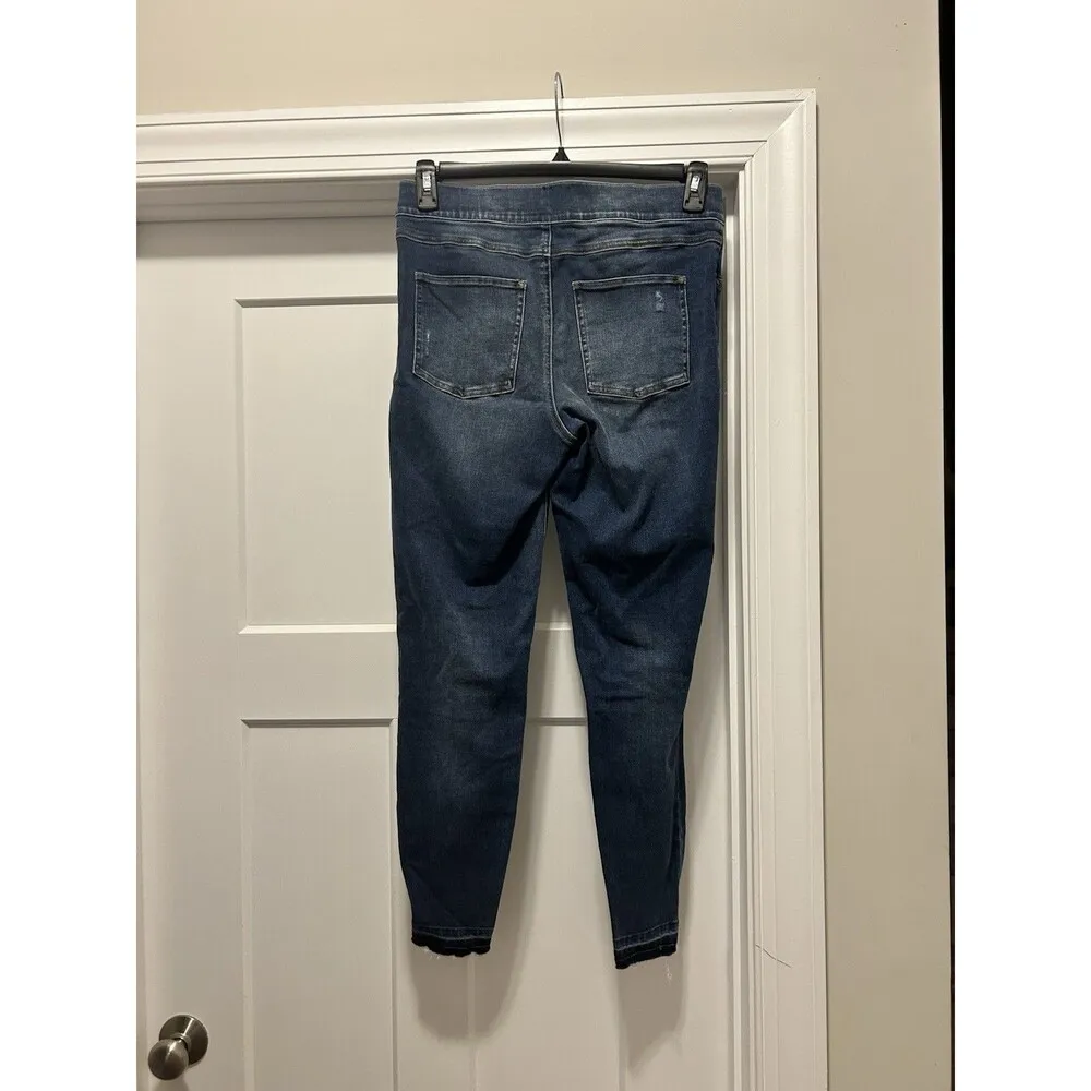 SPANX Size Large Dark Wash Skinny Pull-on Jeans Denim Shapewear Tummy Control - Image 7