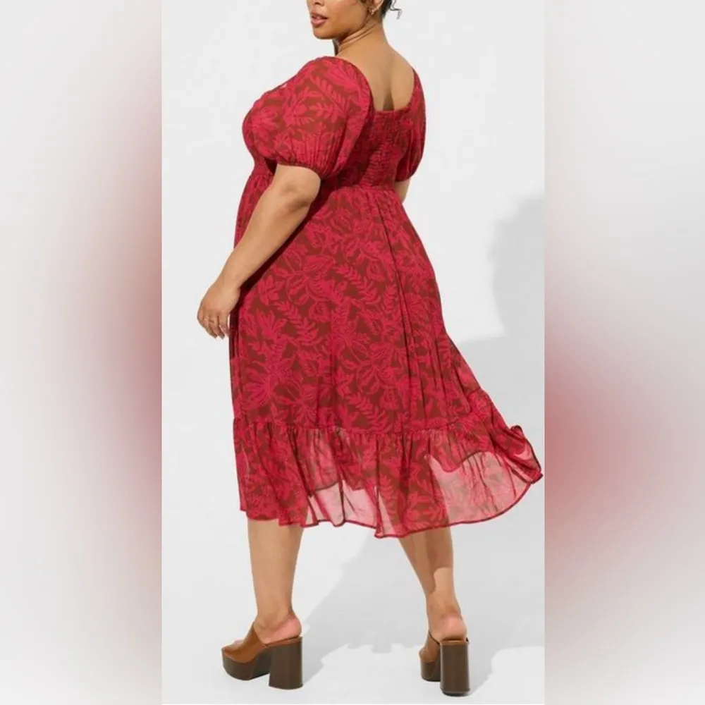 TORRID Tea Length Smocked Bodice A-Line Dress SIZE 2 XXL 18-20 NWT MAGENTA - Image 4