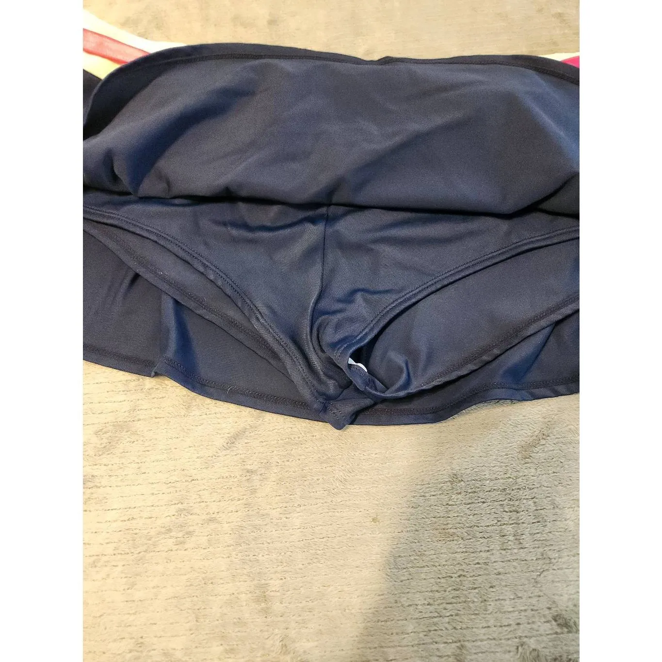 Vintage Navy White Pink Nike Women’s 16 Swim Bikini Bottom Skirted - Image 2