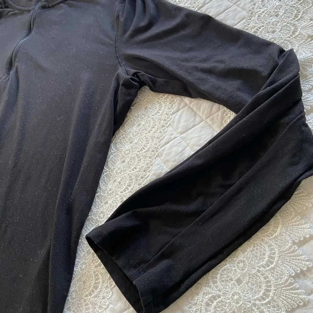 Kyodan Athletic Long Sleeve Knit 3/4 Zip Shirt Black Right Side Pocket Size P/S - Image 5