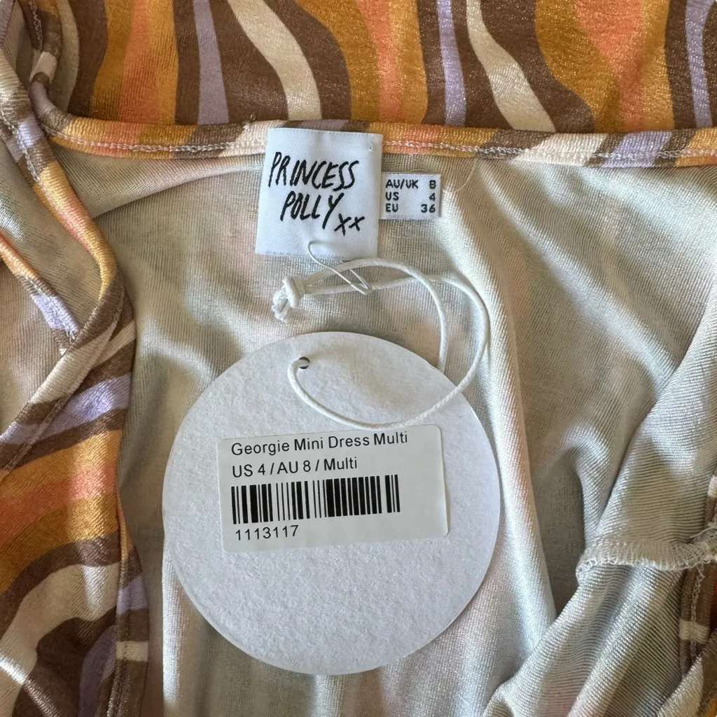 Princess Polly - NWT Georgie Mini Multi Wavy Pattern Sleeveless Retro Dress Sz 4 - Image 8