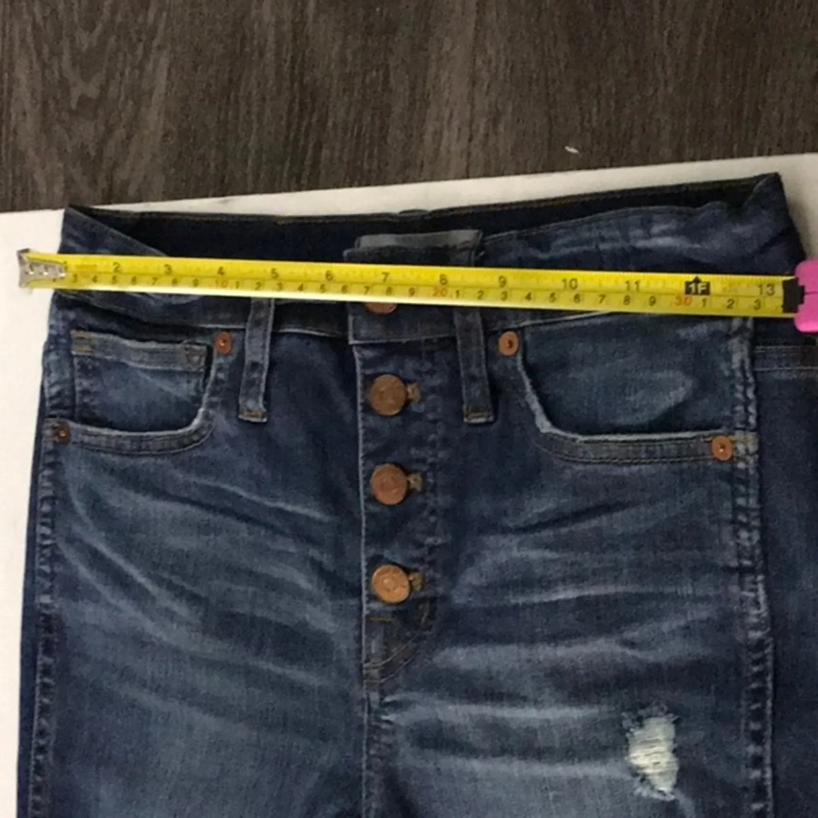 Madewell 10” Button Fly High RIse Raw Hem Skinny Jeans 25 Preppy Casual Boho - Image 9