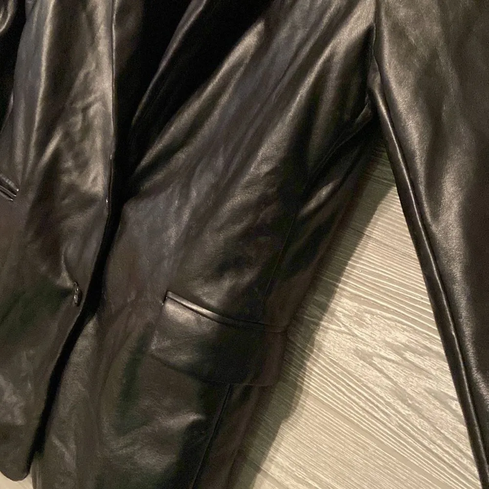 Joie black vegan leather blazer size small‎ - Image 8