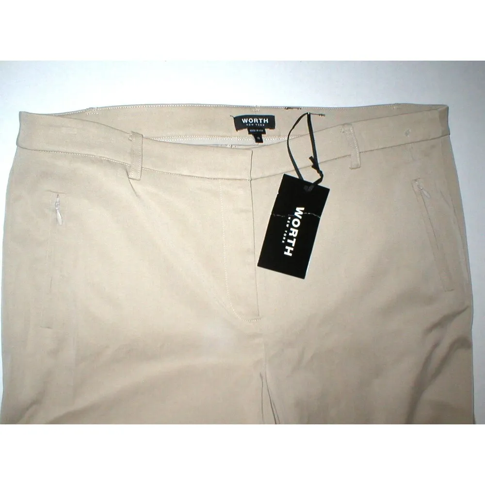 NWT Womens 10 Worth New York Slacks $378 Beige Khaki Tan Tall Twill Melbourne - Image 2