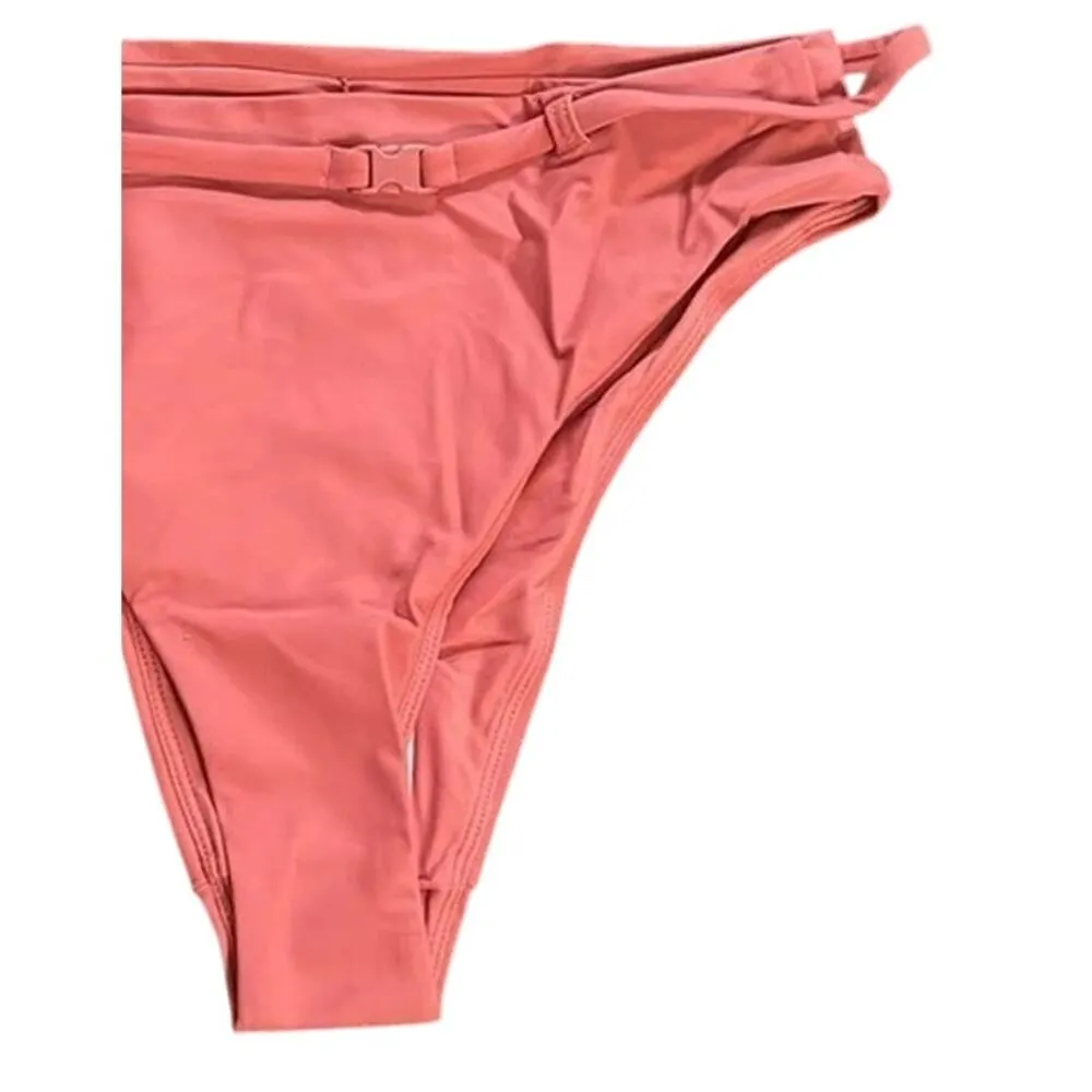 NWT Andie The Scala Riviera High Waisted Belted Bottom Swim L Rose Punch Pink - Image 3