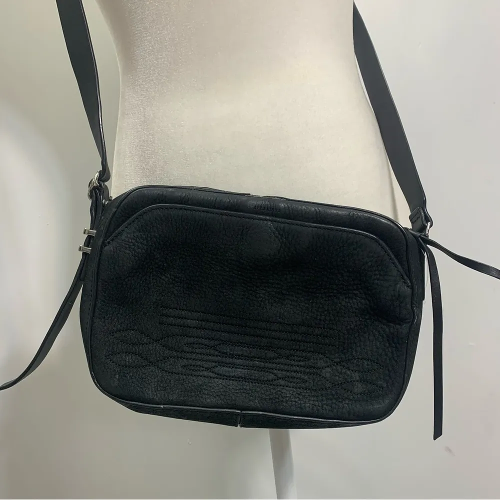 Suede Leather Crossbody Bag, - Image 5