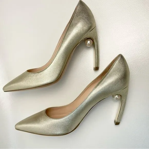 Nicholas Kirkwood Gold Pearl Pumps Size 8 Mira Sexy Metallic Shimmer Glam Baddie - Image 9