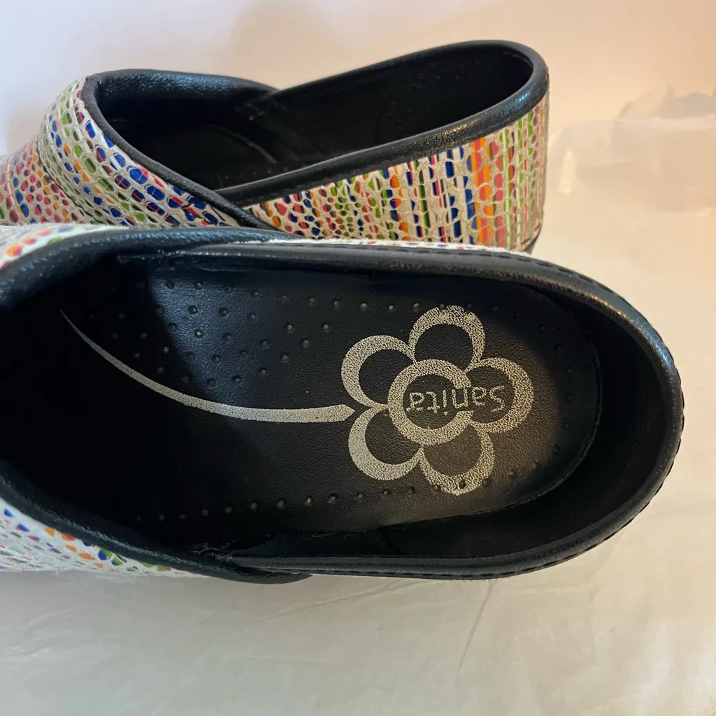 SANITA PROFESSIONAL/CASUAL‎ CLOGS MULTICOLORED TEXTURED PRINT size 37/7 - Image 6