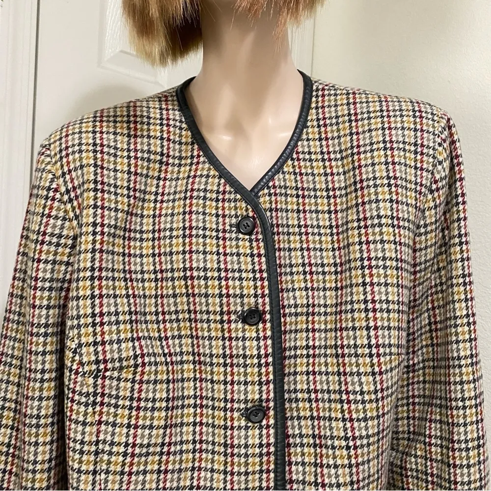 Vintage 60’s PENDLETON 100% Wool Houndstooth Plaid Women’s Blazer Size 16W Plus - Image 3