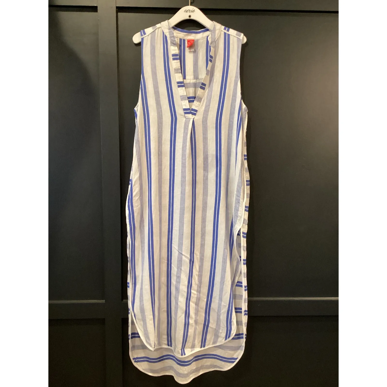 Red Carter Avi linen blend stripe Maxi Cover Up Dress M size 8 - Image 9