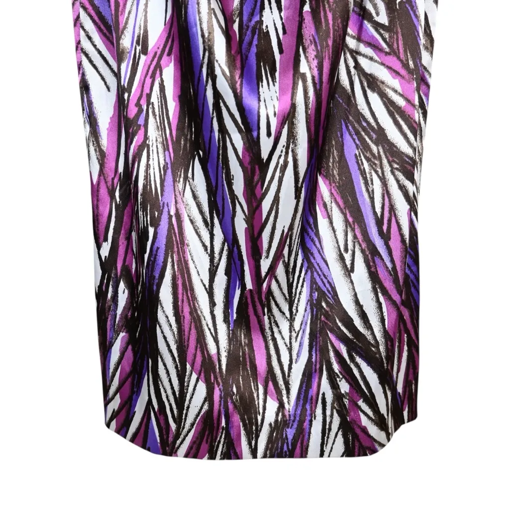 Maggy London Women's 0 Leaf Pattern Sheath Lined Dress in Cream Purple Brown - Image 6