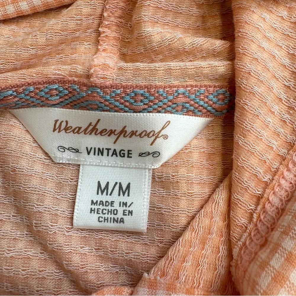 Weatherproof Vintage Womens Lightweight Hoodie Orange White Gingham M Med Medium - Image 8