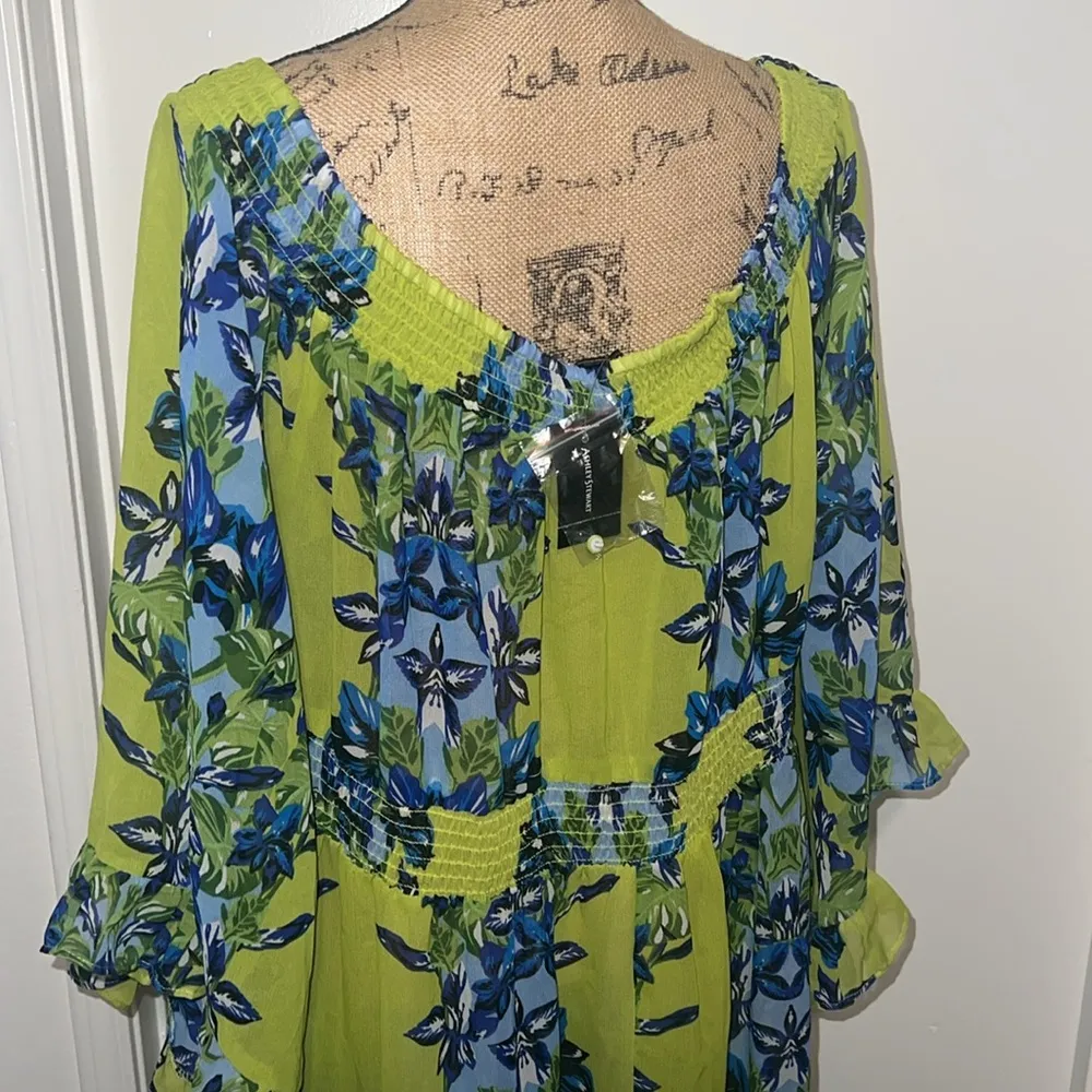 Ashley Stewart Vibrant Green and Blue Kimono - Image 9