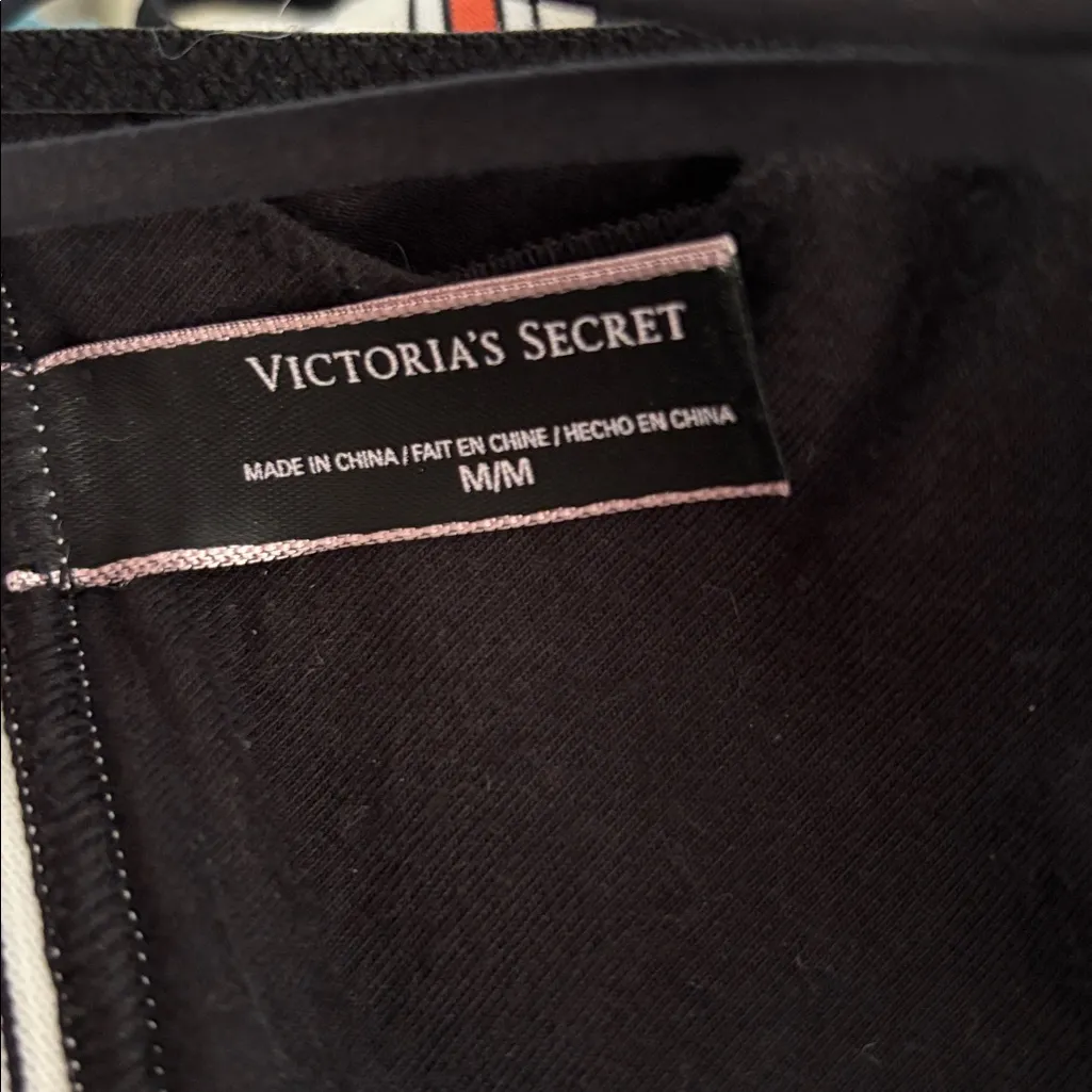 VS Victoria’s Secret Wireless Triangle Cotton Strappy Bra M Padded Black Striped - Image 5