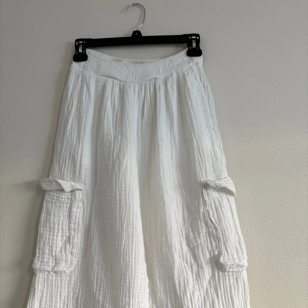 Aerie Gauzy High Waisted Cargo Pant Size XS White - Image 4