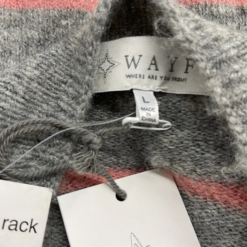 Wayf NWT Grey and Pink Stripe Sweater with Waist Tie Large - Image 7