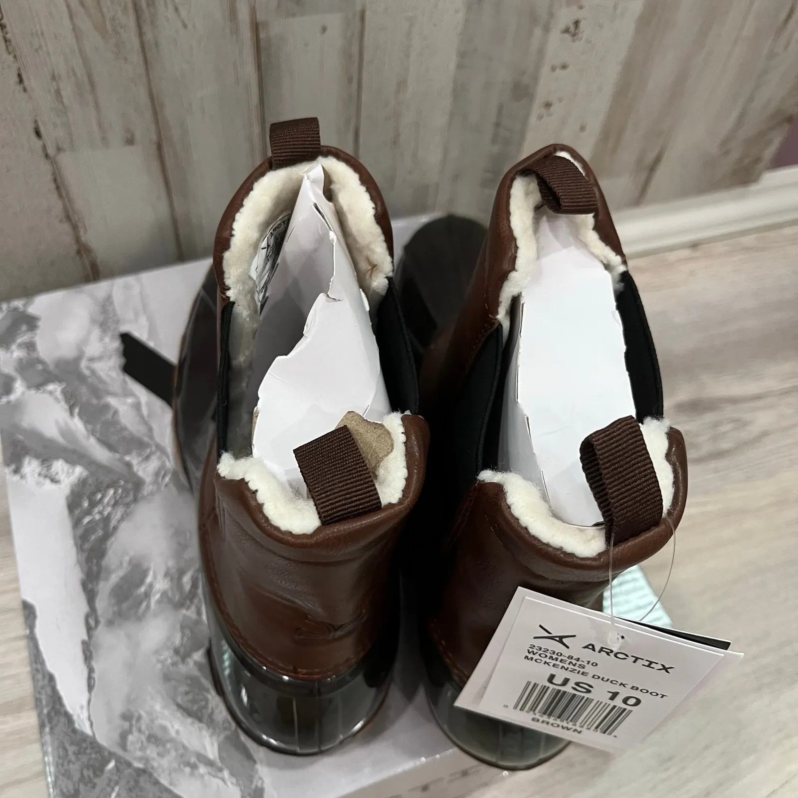 New! Arctix Faux Leather Brown McKenzie Duck Boots Rubber Womens Size 10 - Image 5