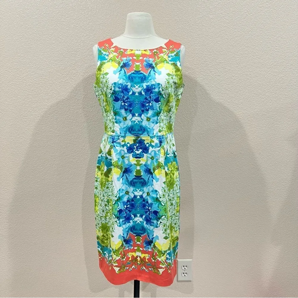 Nine West Floral Watercolor Sheath Dress Size 6 - Image 7
