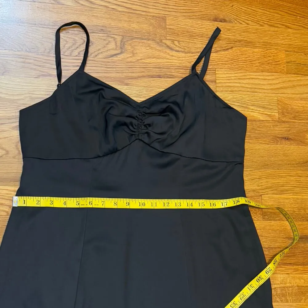 Women’s Large Black Satin Spaghetti Strap. Midi Dress Party - Image 6