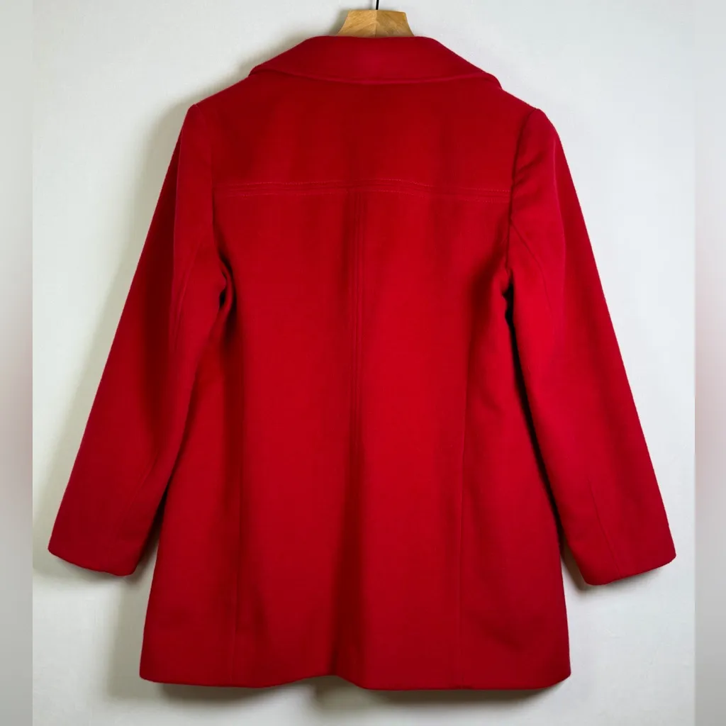 J.Jill Women’s Red Wool Blend Tailored Coat Jacket Pea Coat Petite Small Size undefined - Image 8