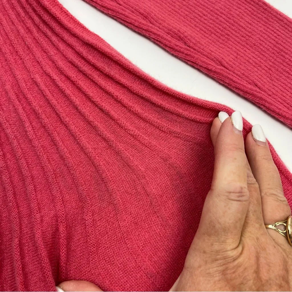Sundance Pink Pleated‎ Ribbed Women's Top Sweater Size XS Cashmere Wool *FLAWED - Image 9