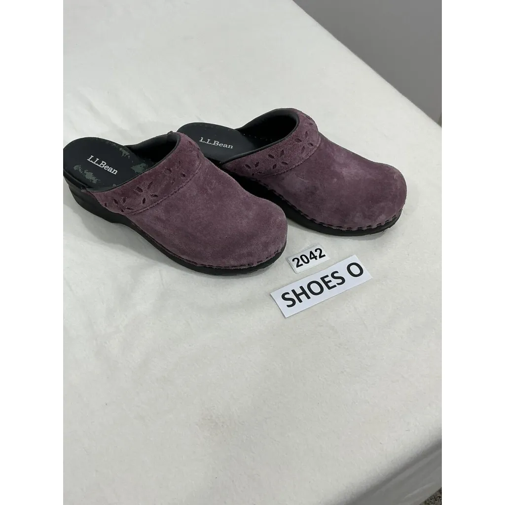 Womans LL Bean Mauve Suede Slip On Clogs 7 M - Image 2