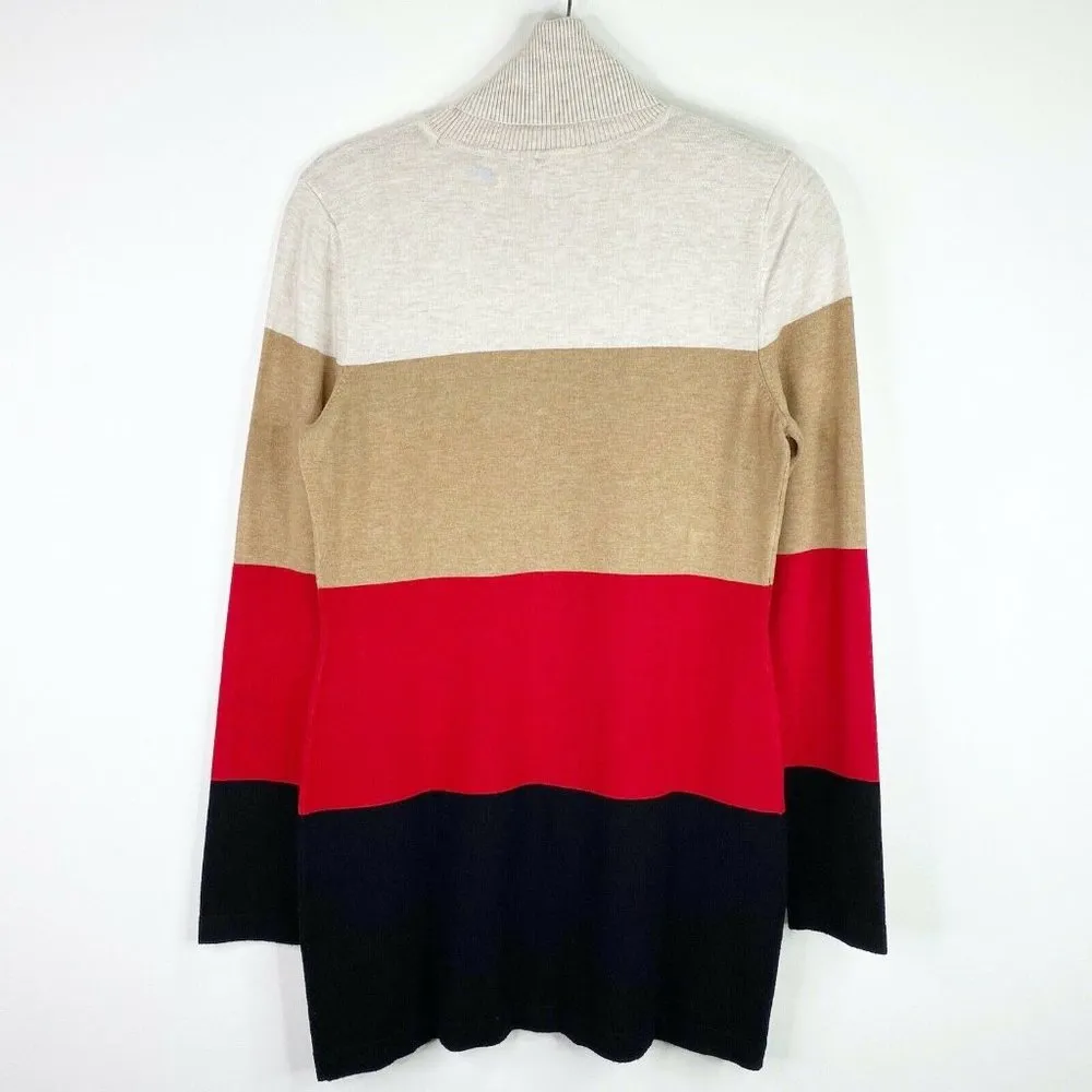 Color Block Striped Turtleneck Sweater Top Size Medium M Womens - Image 2