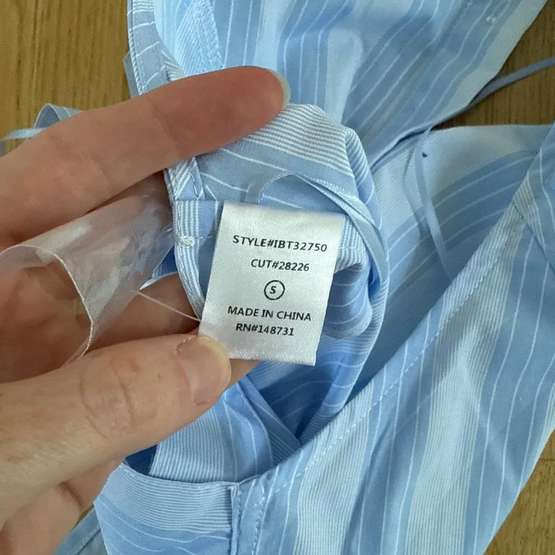 Rebel Flow Halter Top Stripes Open Back Size S Blue White - Image 4