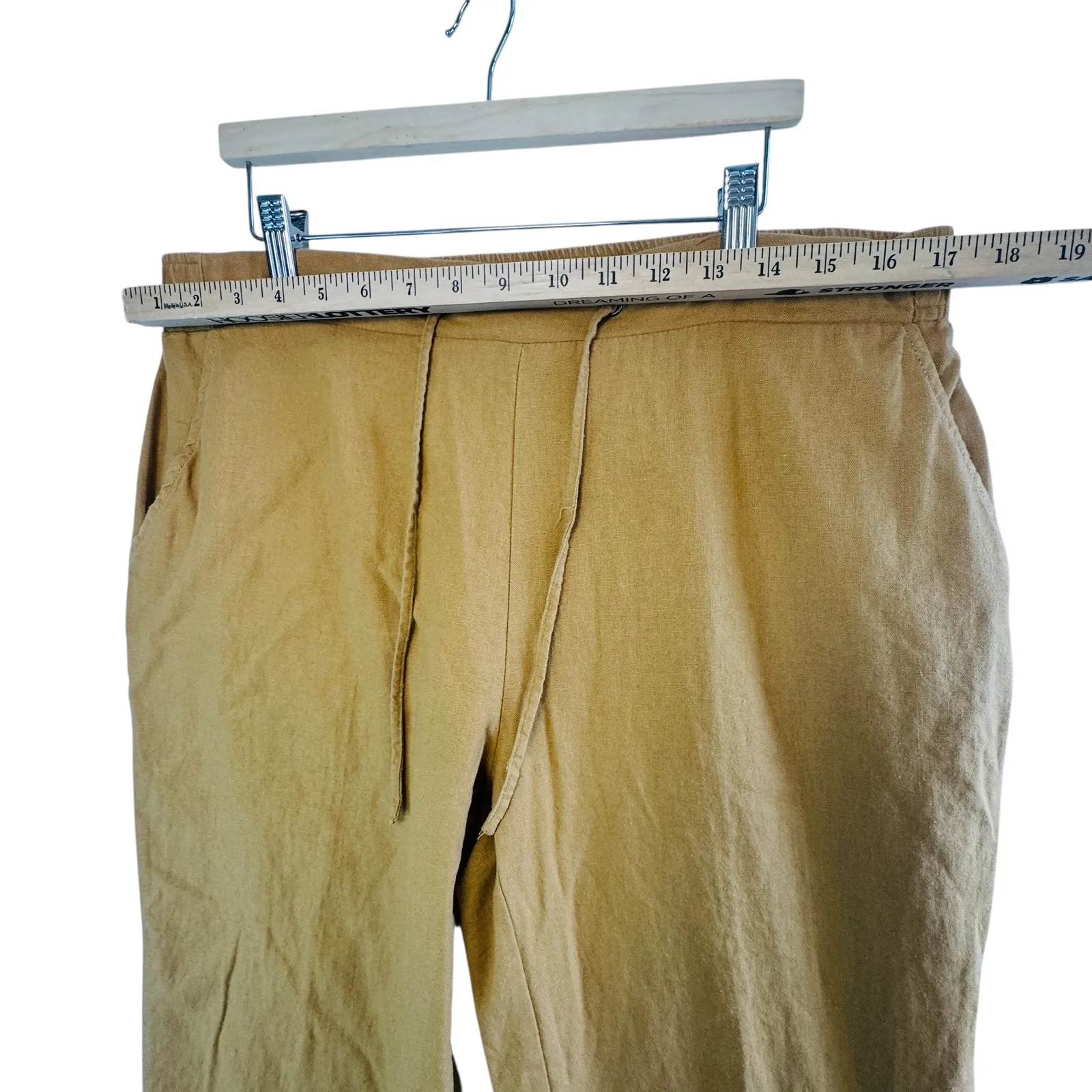 Womens Jules & Leopold L Linen Blend Drawstring Pants Tan Lightweight Casual Size L - Image 6