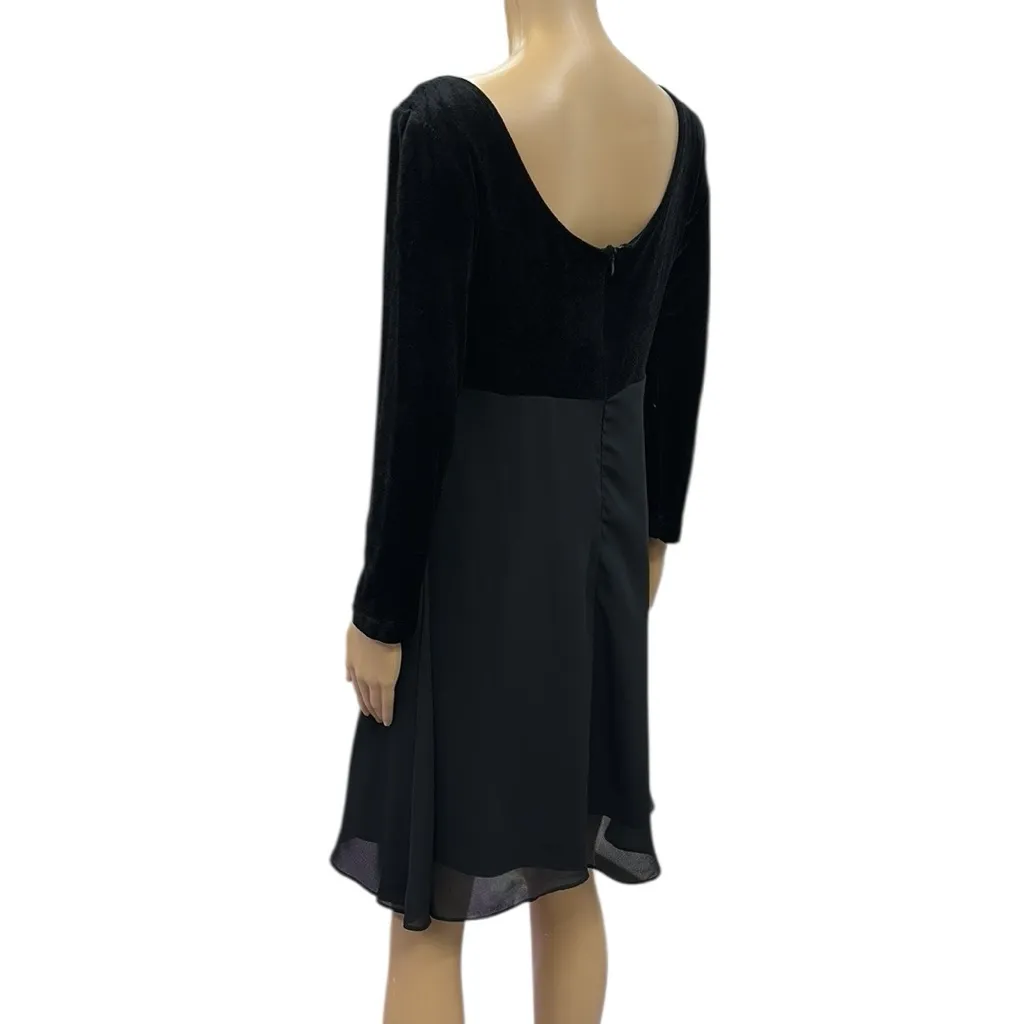 Vintage JS Collection Velvet Bodice 3 Quarter Sleeve Midi Dress Womens 12 - Image 6