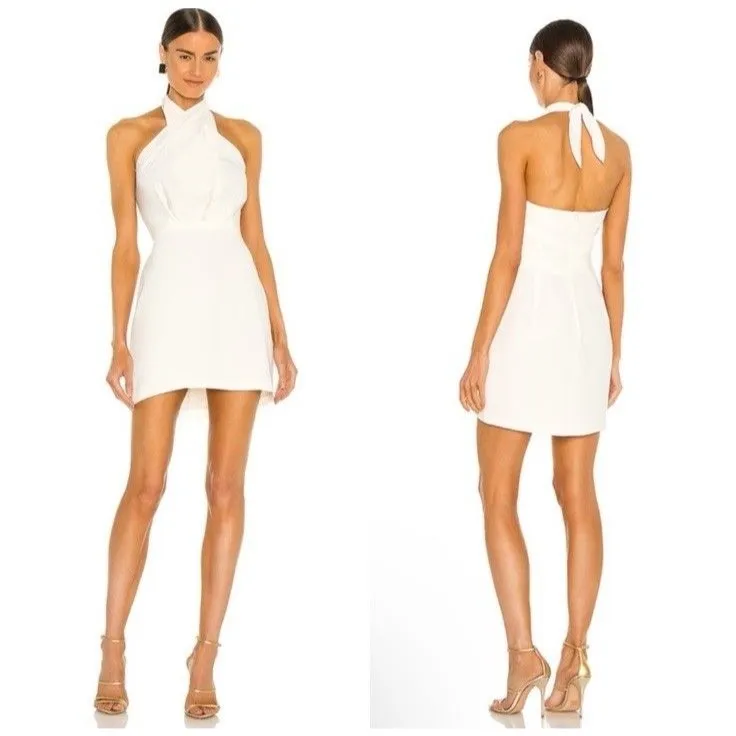 Amanda Uprichard Mezcal Crepe Halter Neck Dress White Ivory Women’s Size S - Image 2