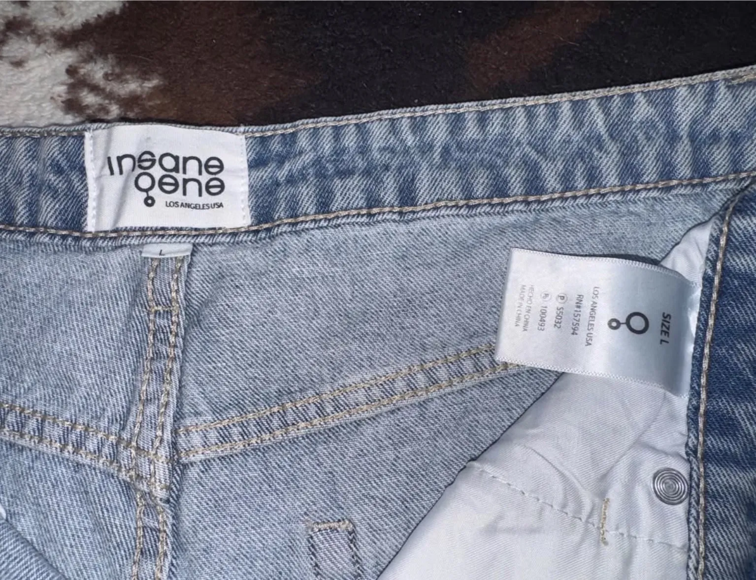 Insane Gene Rhinestone Shorts Blue Size L - Image 4