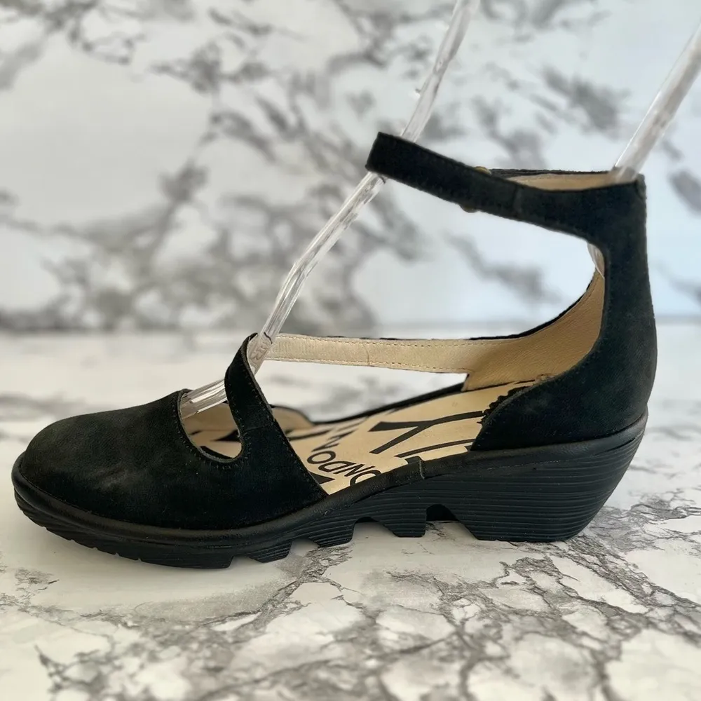 Fly London Plan Wedges Black Suede Nubuck Leather 36/5.5 Comfort Walking - Image 9