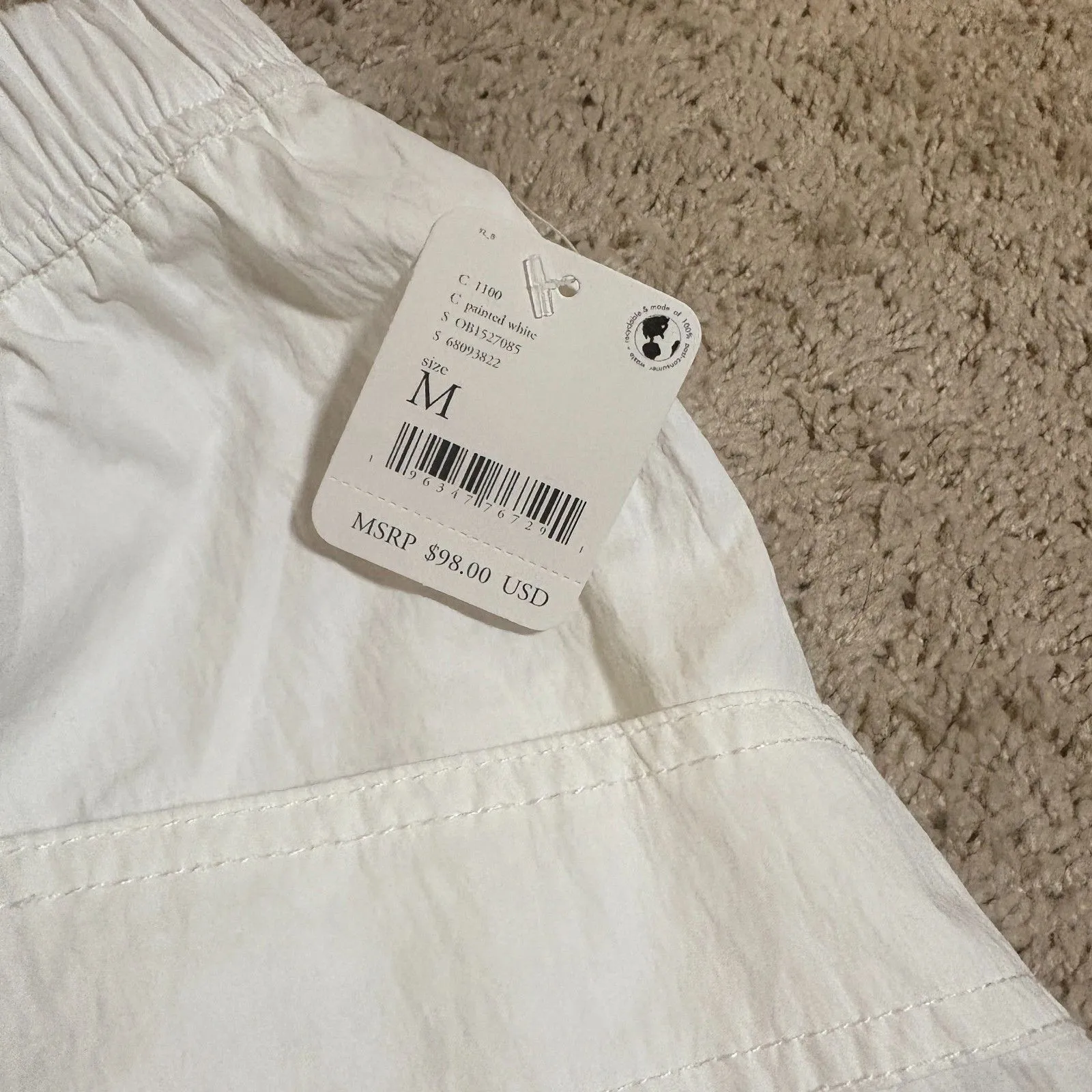 Free People Set Me Free Parachute Harem Athletic Pants Painted White Size M NEW Size M - Image 2