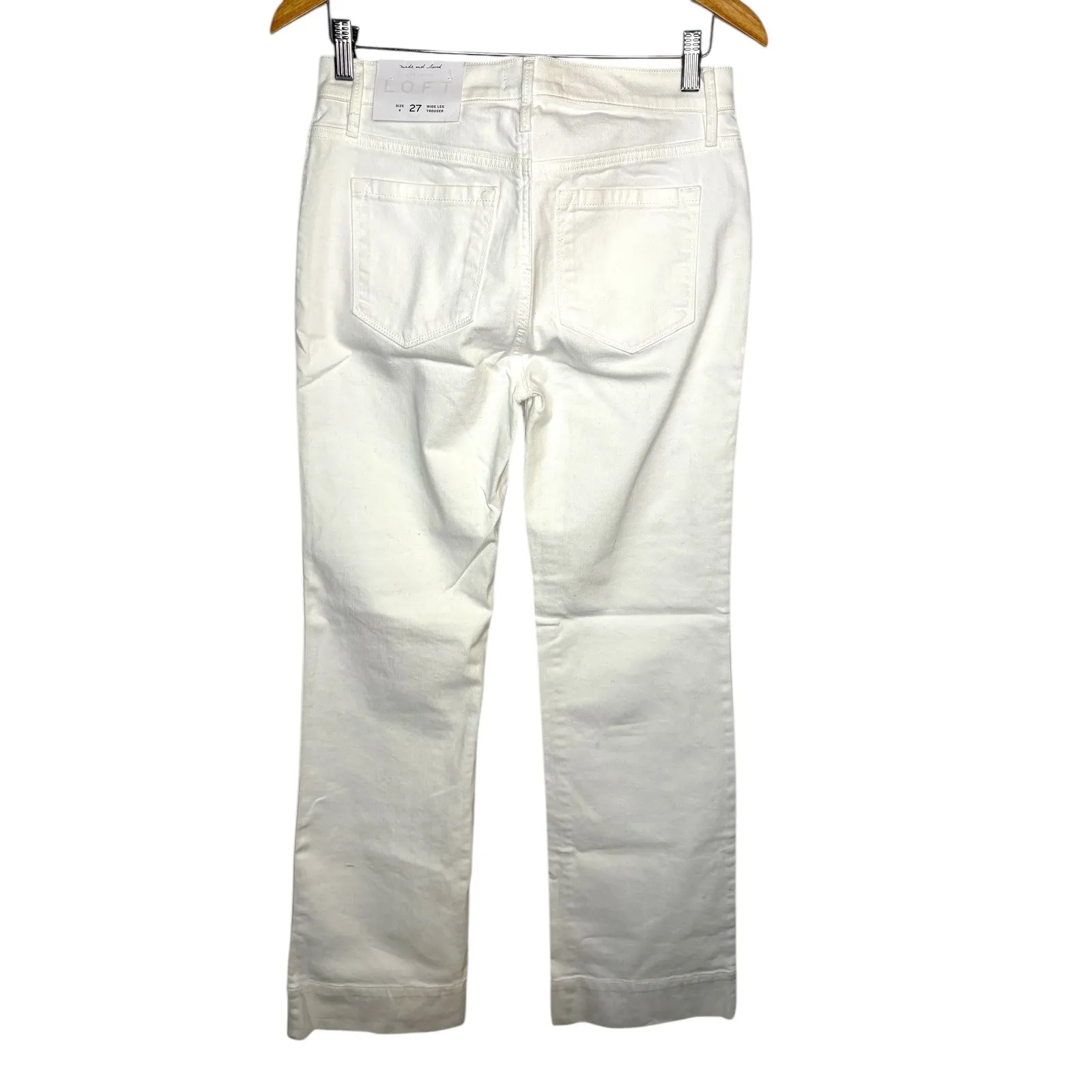 Ann Taylor LOFT White Wide Leg Trouser Pants Jeans Women Size 27 4 NWT - Image 8