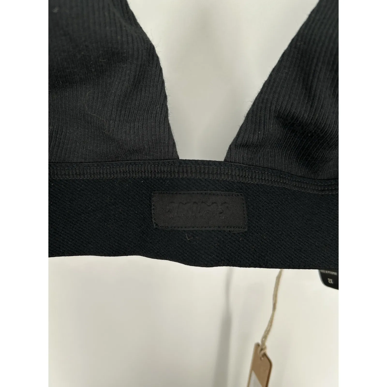 Skims Cotton Rib Plunge Bralette Ribbed Soot Black Kim Kardashian Size 2X 2XL - Image 4