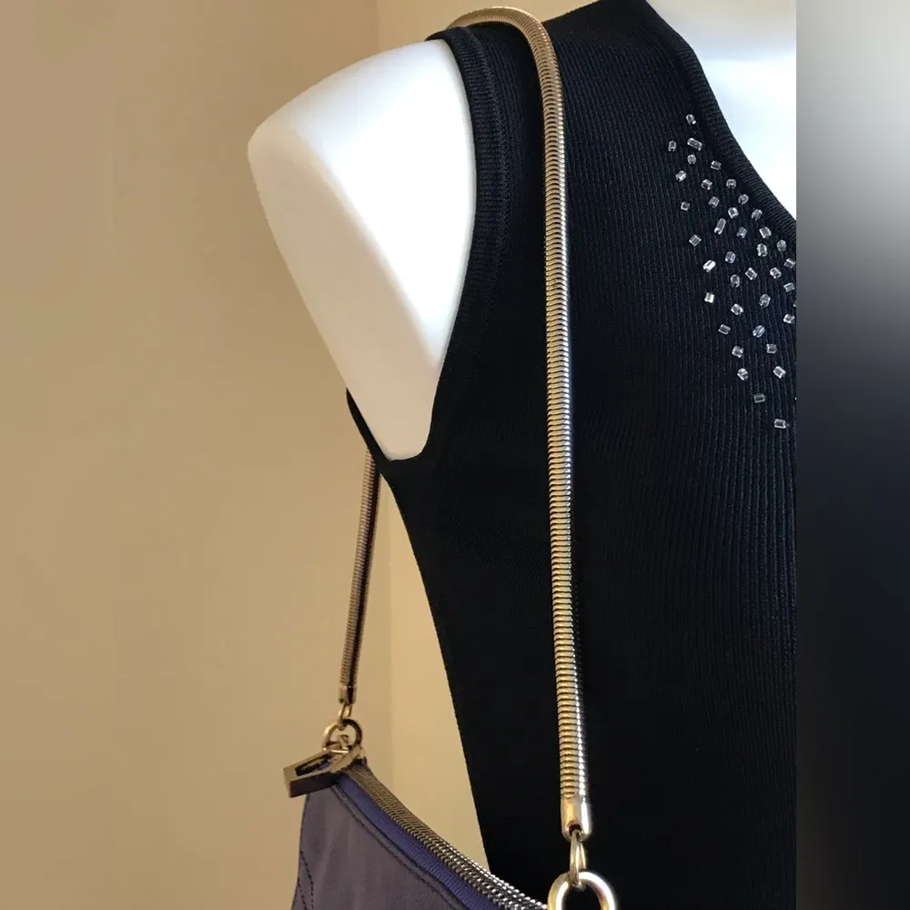 Botkier Vintage Cobalt Leather Purple Crossbody With Gold Hardware Bag L… - Image 3
