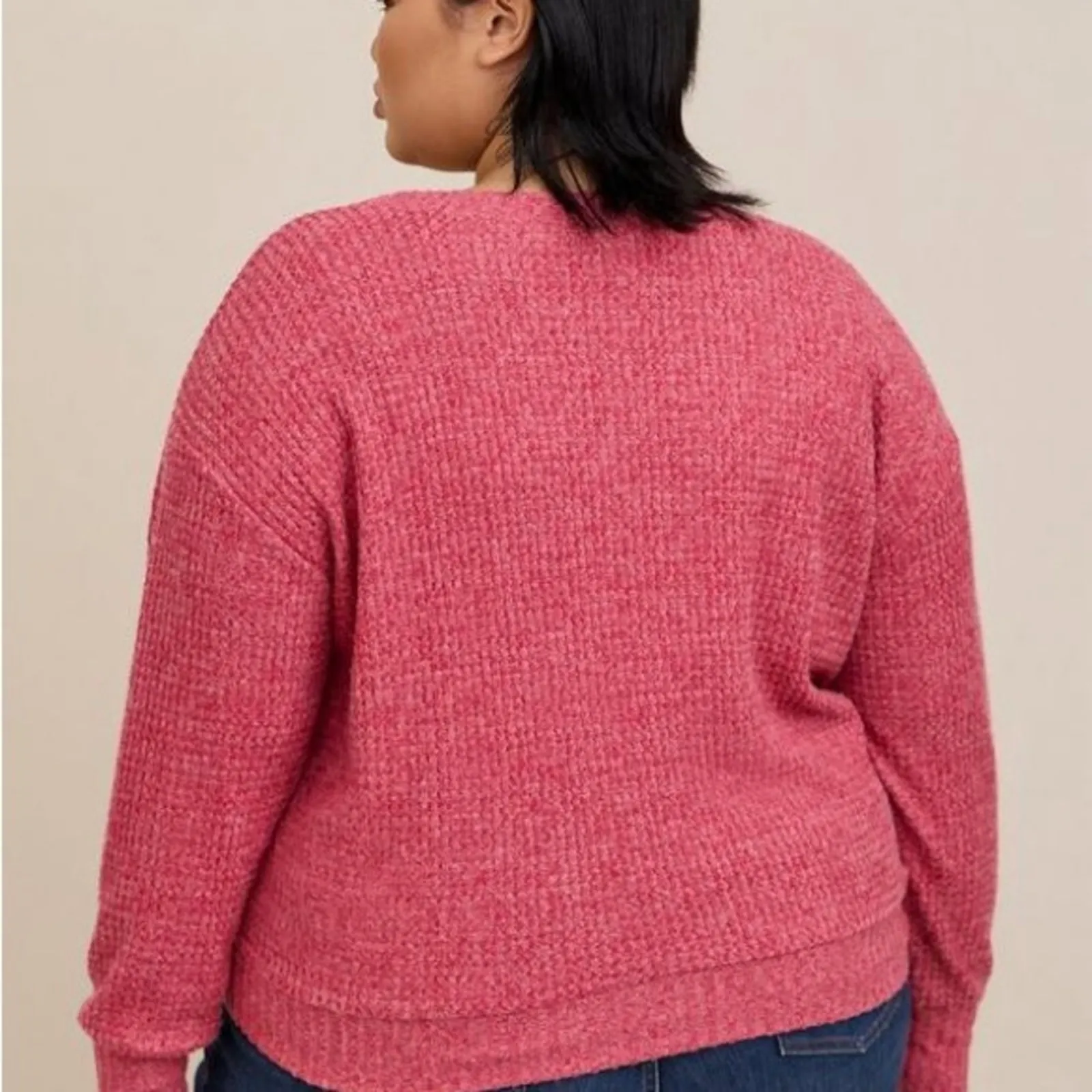 Torrid 0 Brushed Waffle Surplice Drop‎ Shoulder Wrap Top Red Sweater Large - Image 3