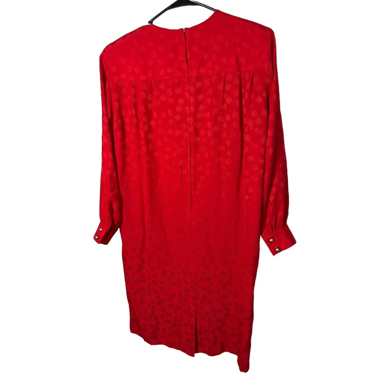Liz Claiborne Dress Womens Size Petite 14 Red Midi‎ Vintage Silk - Image 8