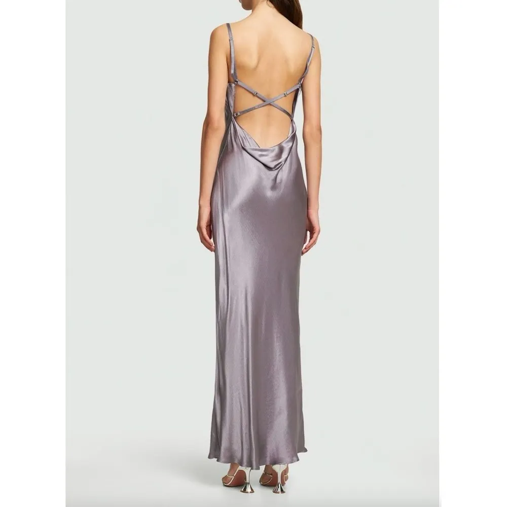 Bec + Bridge preppy Malia Cowl Neck ash satin Maxi gown Dress in Lilac size 12 - Image 2