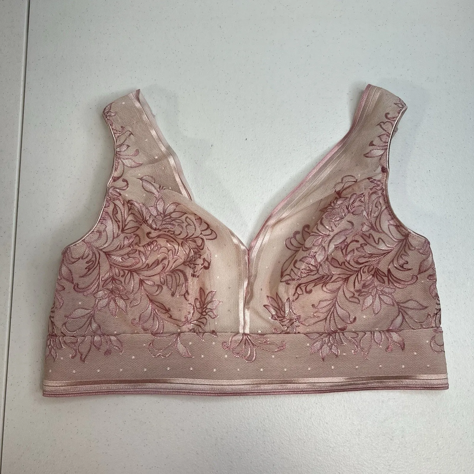 Wacoal 34D 34DD Net Effect Soft Cup Bra 810340 Wire Free Pink Sheer Full Cover - Image 3