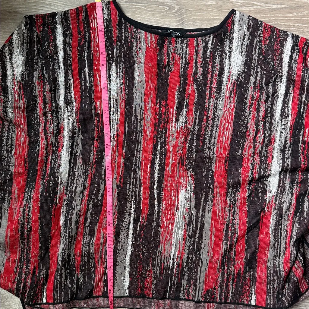 Misook Knit Draped Poncho Sweater  in Rouge Black XS - Image 9